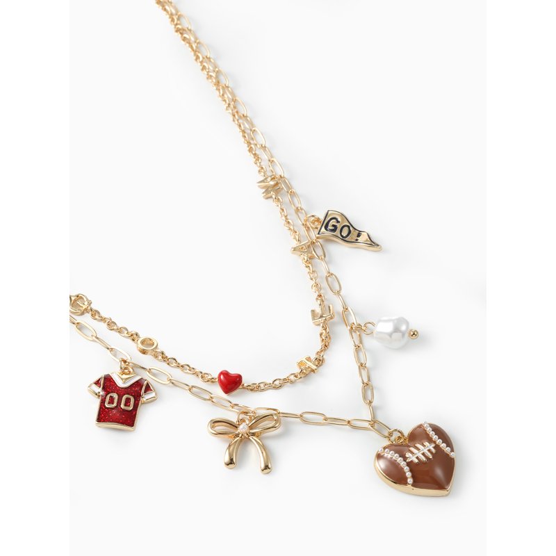 Go Team Double Charm Necklace Football Fan Jewelry