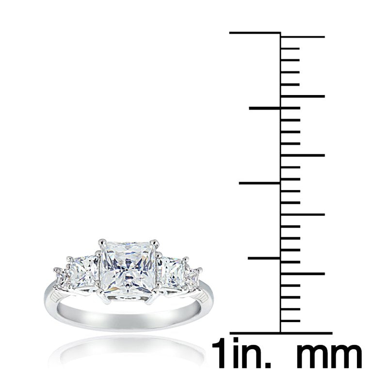 Sterling Silver Engagement Ring with Cubic Zirconia - Multiple Sizes