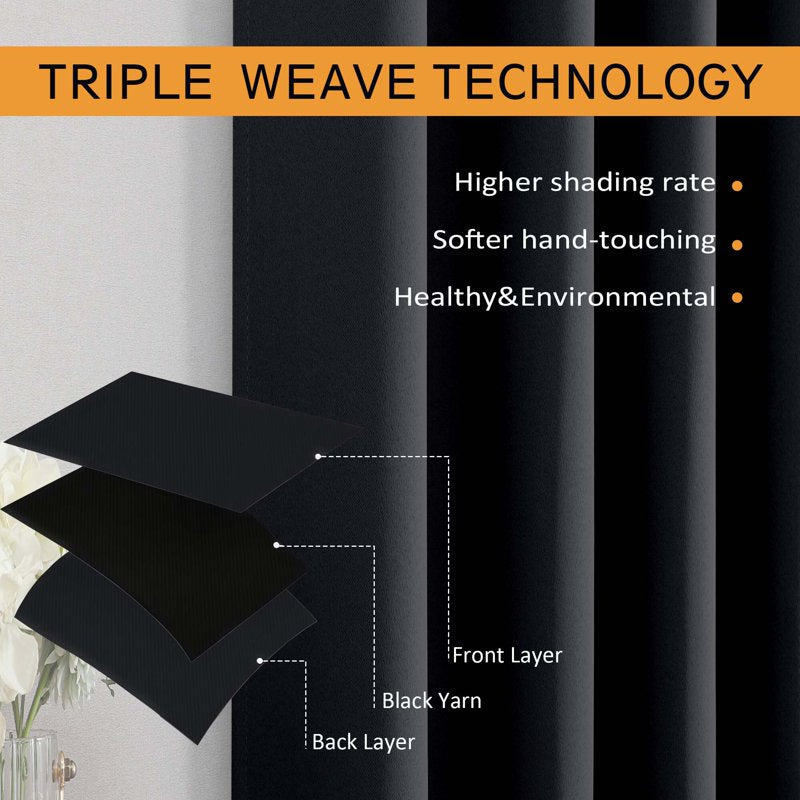 Thermal Insulated Blackout Curtains for Window Privacy & Noise Reduction