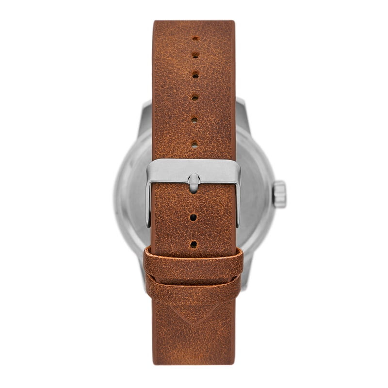 Men's Watch with Silver Tone Case & Vegan Leather Strap - Casual Style