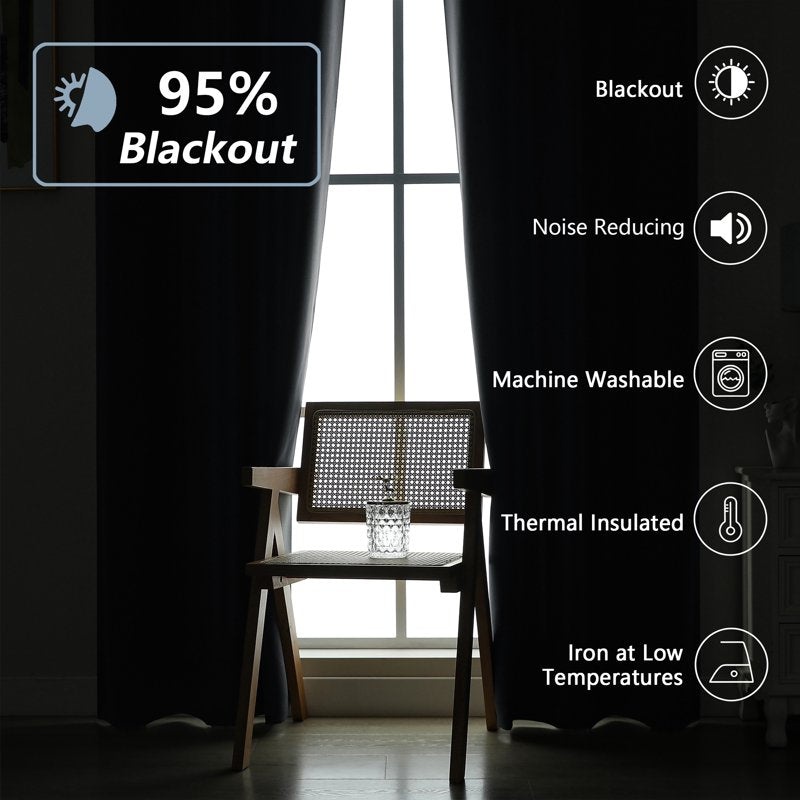 Blackout Curtains Grommet Window Drapes for Bedroom and Living Room