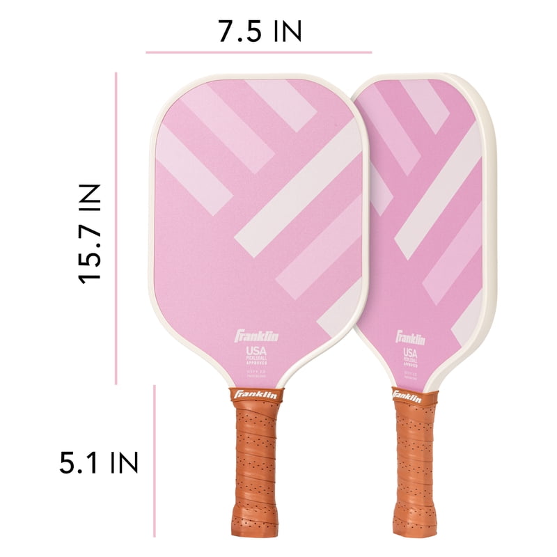 (2 Pack) Pickleball Paddle DEFY - Textured Fiberglass Surface + Polypropylene Core - Official USAP Approved - Pink