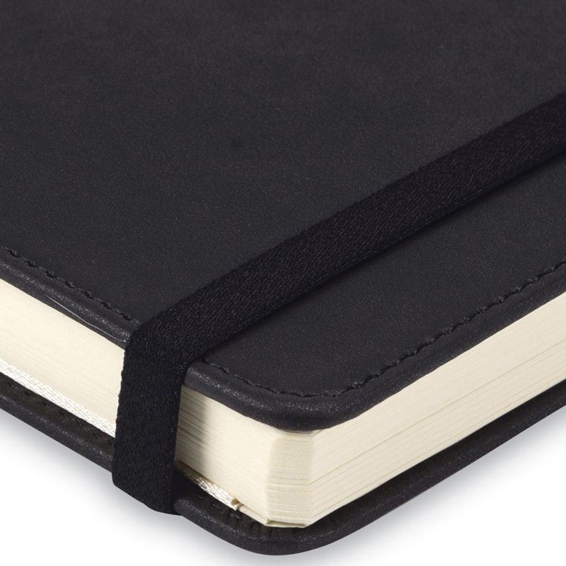 Hardcover Notebook - 5.25x8.25 Inch Professional Journal with PU Leather Cover, 120 Ruled Sheets, Black