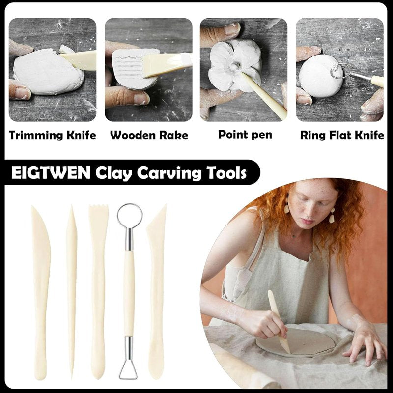 Air Dry Clay Glaze and Sculpting Tool Kit - Gloss Varnish and 29pcs Modeling Tools