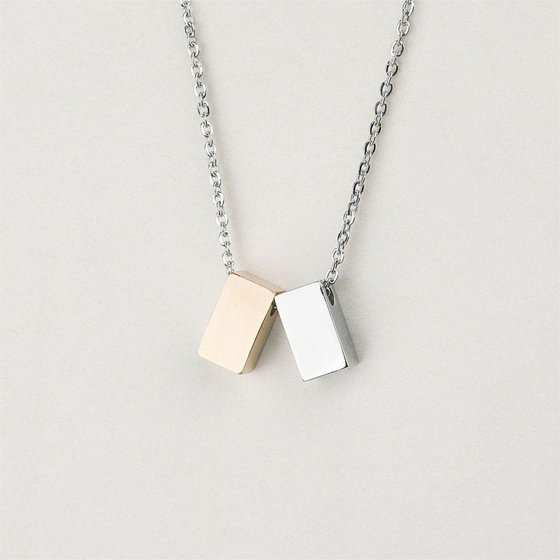 Personalized Mom Necklace Cube Pendant with Card - Mother's Day Gift for Women