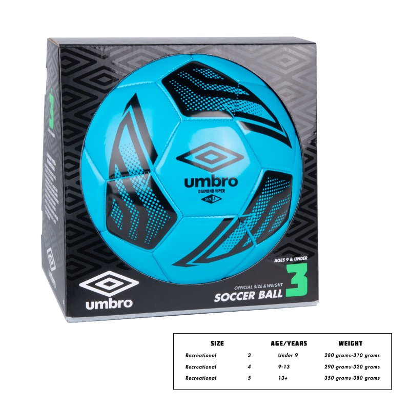 (4 Pack) Umbro Diamond Viper Size 3 Soccer Ball, Blue — Variation 3, Blue