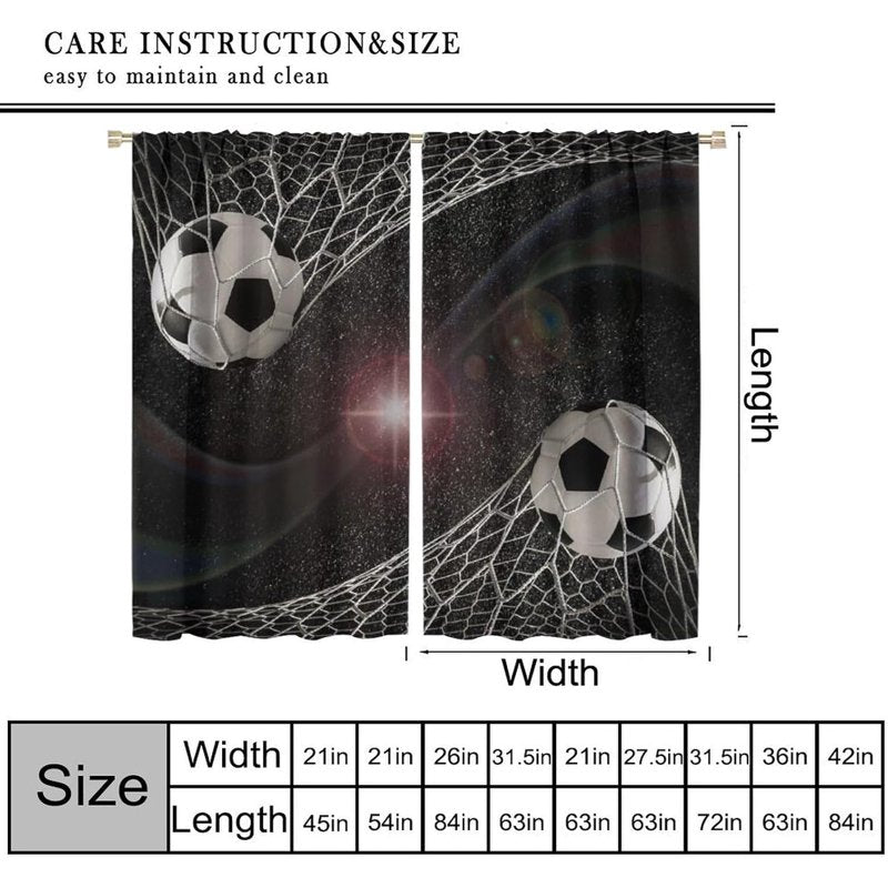 Kids Football Goal Galaxy Pattern Window Curtains - Insulated 2 Panels Set