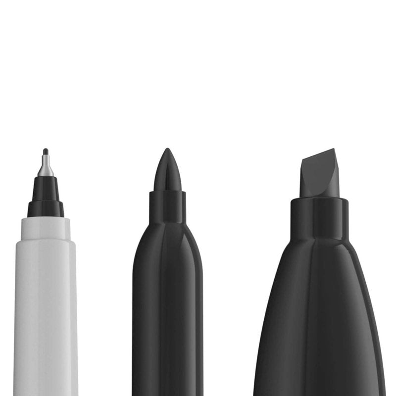 Sharpie Permanent Markers Multi-Tip Pack Black - Fine, Ultra Fine & Chisel Tips