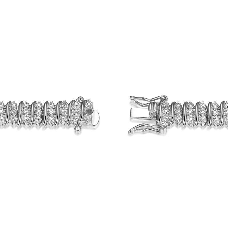 Diamond Accent Tennis Bracelet 7.25 Inch Sterling Silver Jewelry