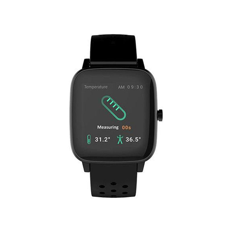Touch Screen Smartwatch with Body Temperature, Heart Rate & Blood Oxygen - Unisex Black