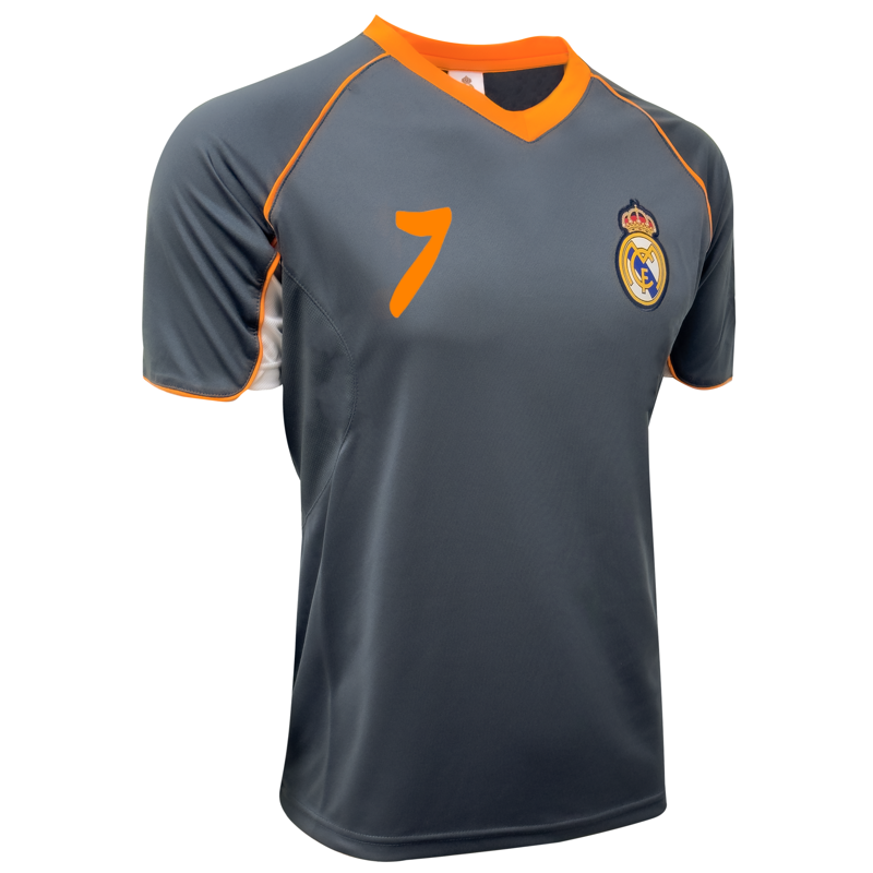 Youth Soccer Jersey Real Madrid #7 - Gray/Orange, 100% Polyester, Rhinox, YM-XL