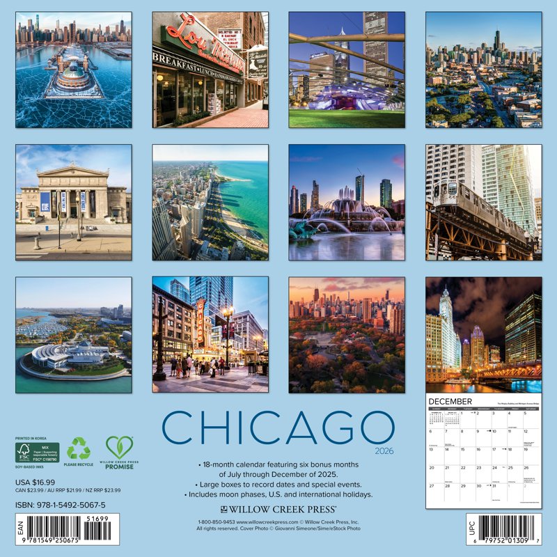 Chicago 2026 Wall Calendar - Architectural Landmarks & City Views
