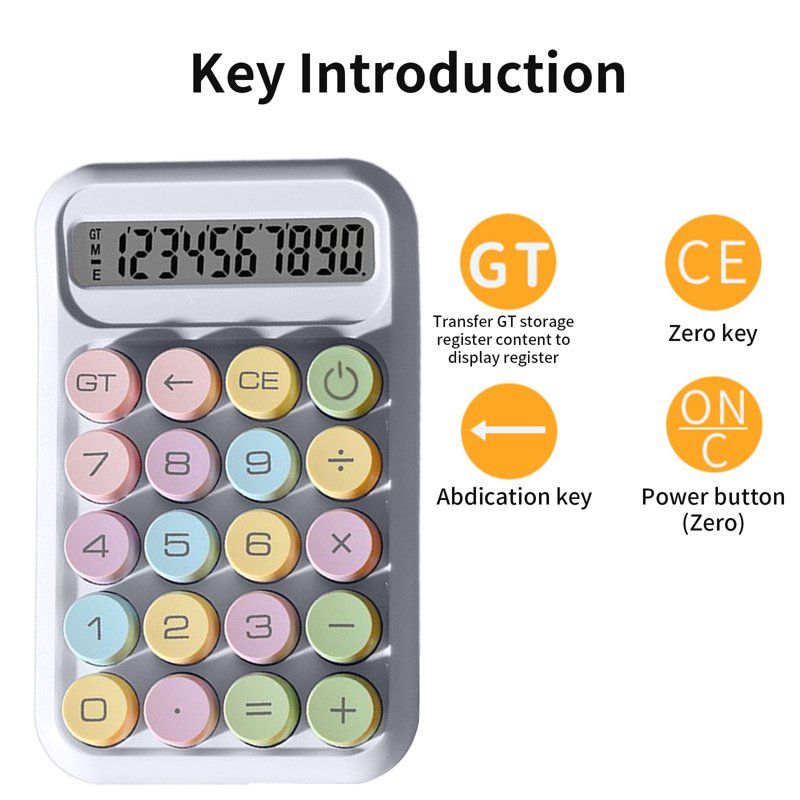 SDJMA Colorful Bubble Cute Calculator - 4 Function Desktop 10-Digit Big Display (Blue Yellow White Purple)