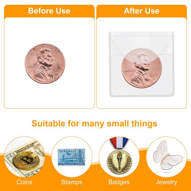 150pcs Plastic Coin Holders & Jewelry Protectors - Clear Storage Sleeves
