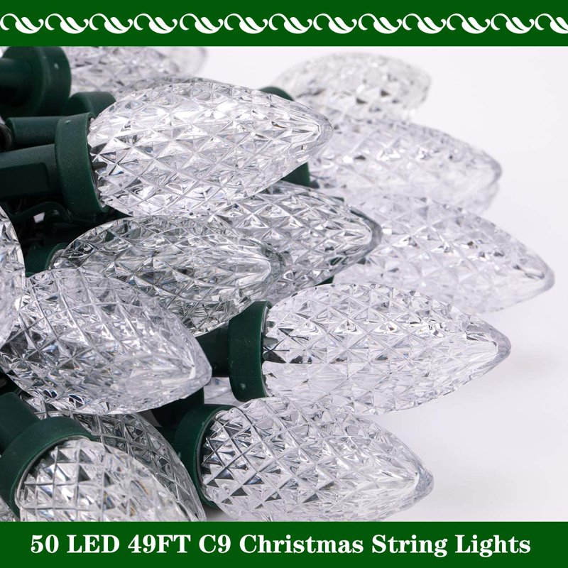 50 LED Christmas String Lights 49 Ft C9 Fairy Lights Waterproof Indoor Outdoor Decor
