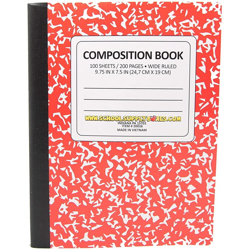 School Supply Composition Books 5-Pack Wide & College Ruled Notebooks