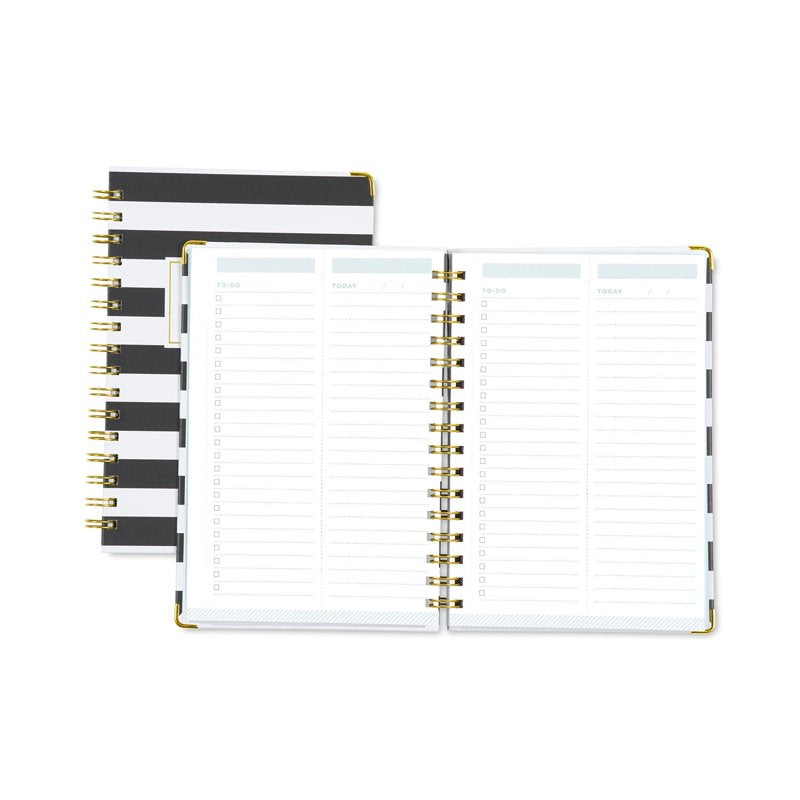 Hardcover Notebook 5.75x8.5 Day Designer for Blue Sky Black Stripe