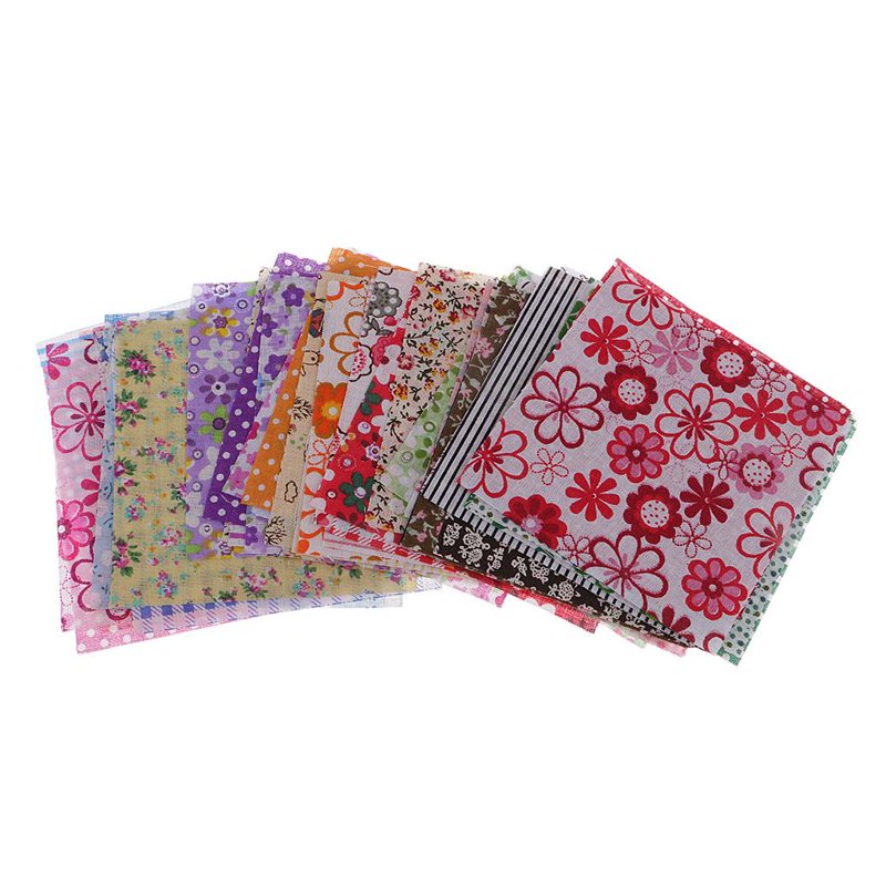 Fabric Scraps Patchwork Cotton Fabric Pack - Flowers Printed 100 Pieces