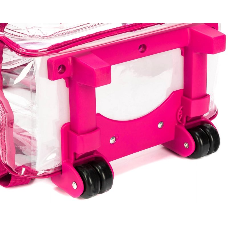 Clear PVC Rolling Backpack with Hot Pink Trim - Unisex Tween-Adult School Bag