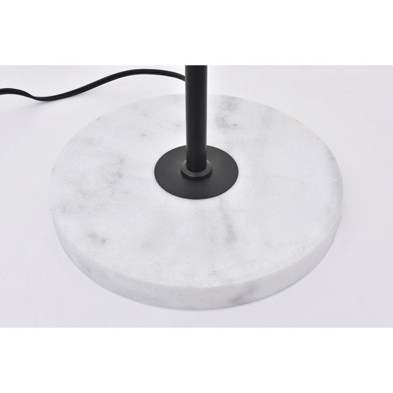Contemporary Brushed Nickel Floor Lamp with Marble Base & Dome Shade
