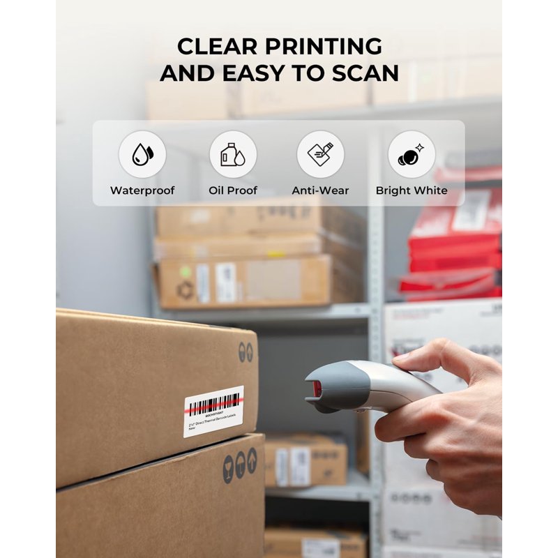 Thermal Shipping Labels 2x1 Inch - Self-Adhesive Barcode Address Stickers, 1000 Sheets
