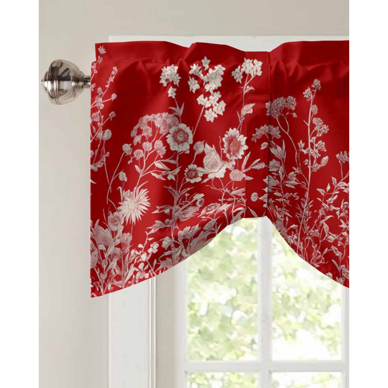 Kitchen & Bedroom Tie Up Valance Curtain with Floral Leaves - Multiple Sizes