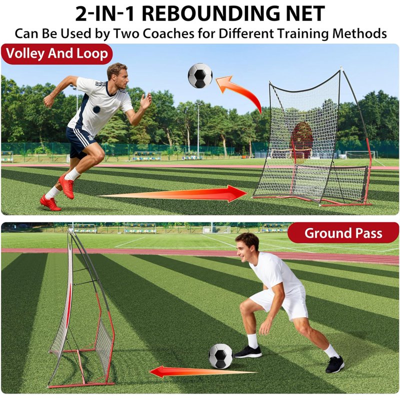 Soccer Rebounder 2-in-1 Spot Target, Double-Sided Trainer 6'x4.6' & 6'x1.4'