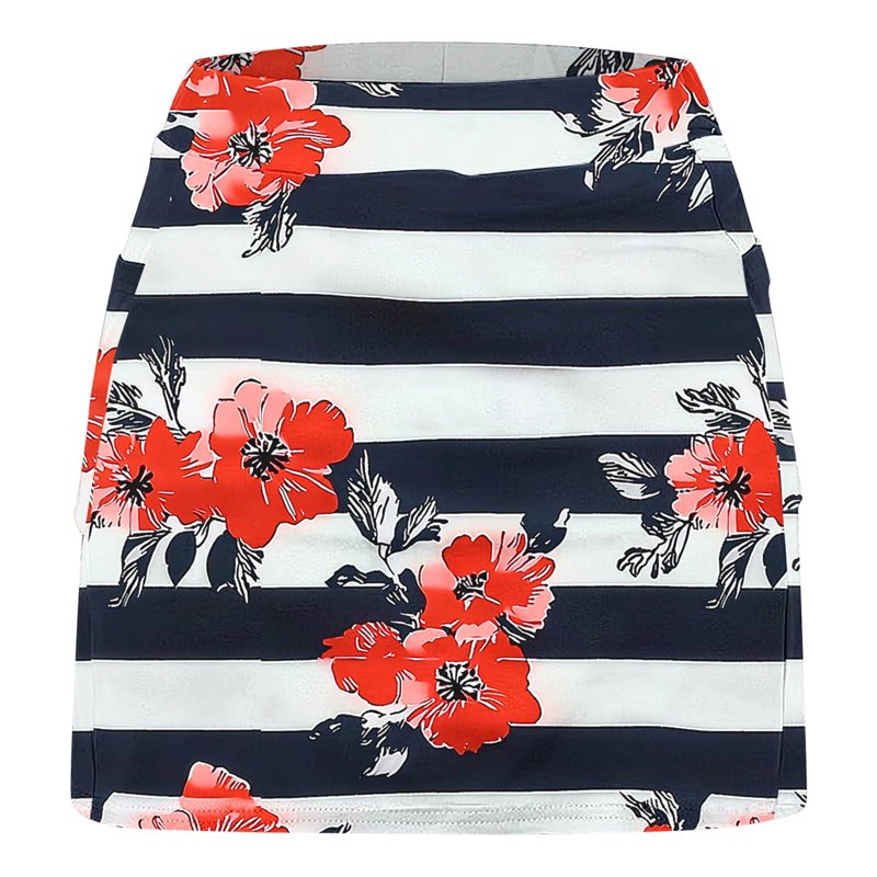 Women's High-Waisted Yoga Shorts with Pockets and Floral Print - Plus Size Summer Sports Skorts