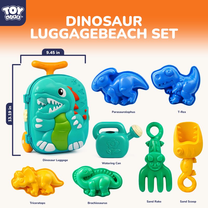 Kids Sand Toy Set with Rolling Luggage Water Play System and Molds