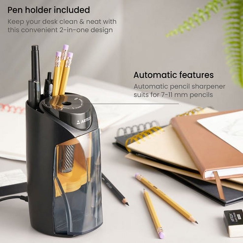 Electric Pencil Sharpener with Auto-Stop | 7-11 mm Pencils, Wall Plug Included
