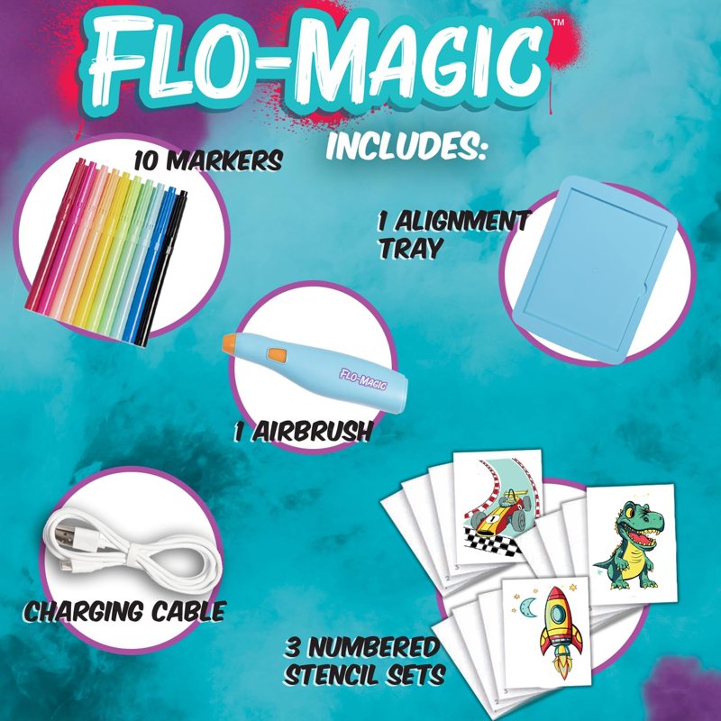 Kids Art & Craft Kit with Stencils and Airbrush Layering Tools - Adventure Seekers