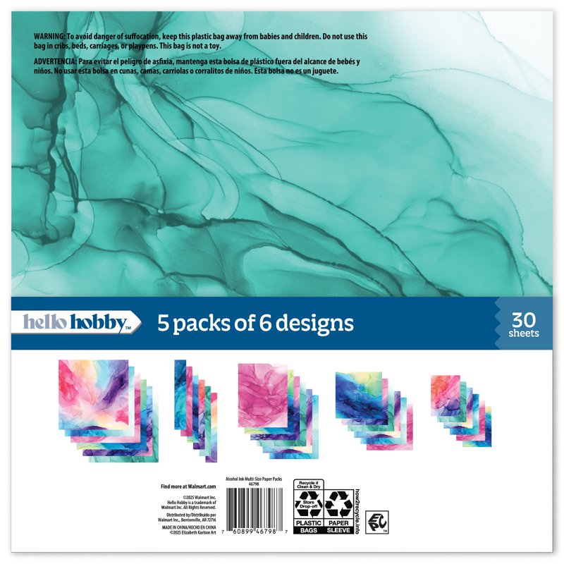 Alcohol Ink Craft Paper Pack - Multi-Size, 30 Sheets for Fluid Art & Scrapbooking