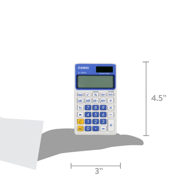 8-Digit Solar Power Calculator with Protective Wallet Case - Blue