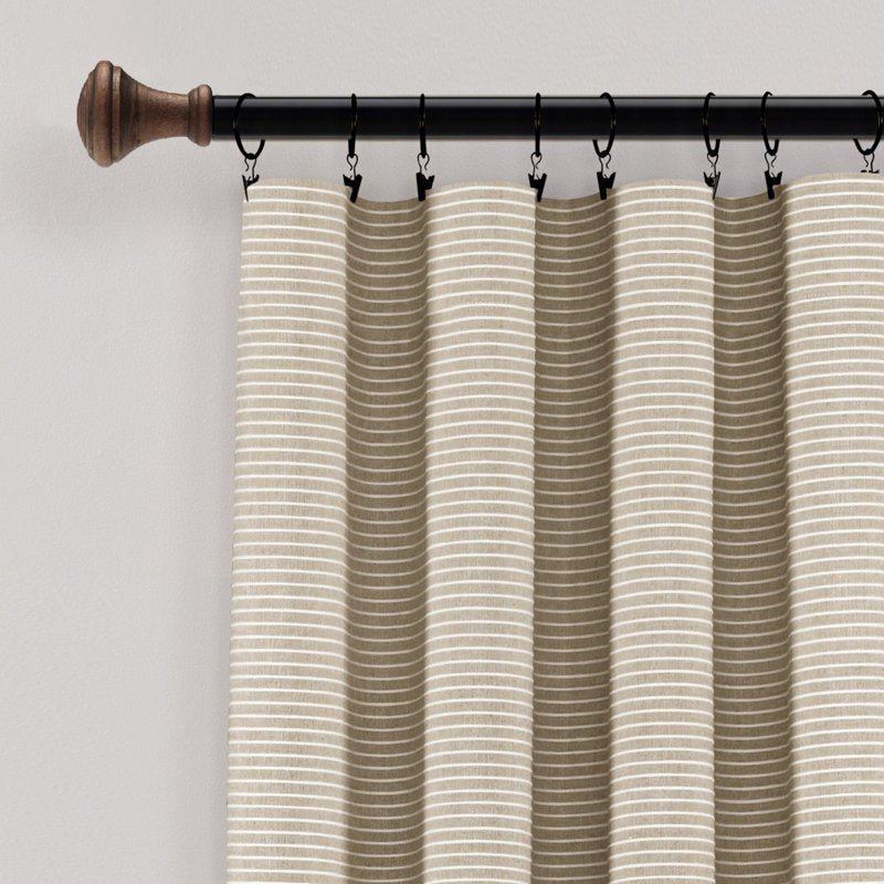Farmhouse Style Stripe Cotton Window Panel Set - Eco-Friendly Recycled Fabric