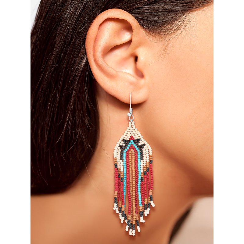 Jessica Simpson Beaded Drop Earrings for Women - Boho Chic Multi-Color Jewelry