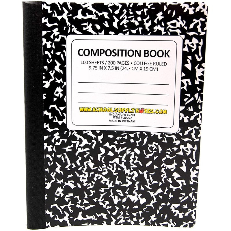 College Ruled 5-Book Bundle: Composition Books (100 Sheets each) – Classic Marble Cover