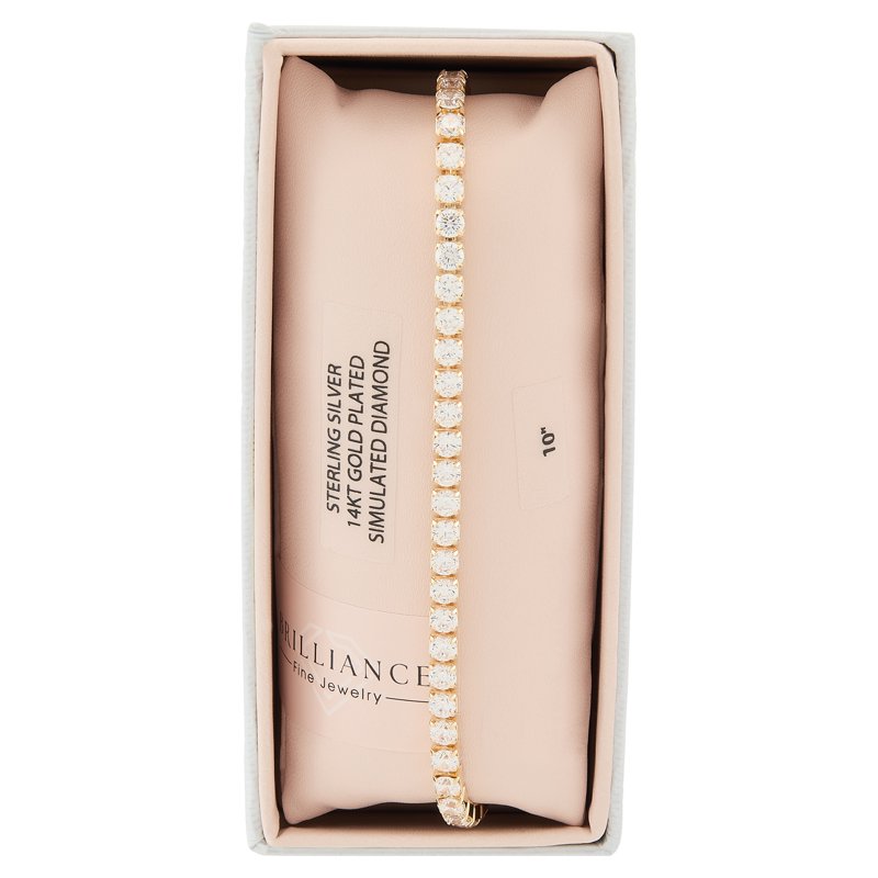 Sterling Silver Cubic Zirconia Tennis Bracelet 14K Gold-Plated 10 Inch