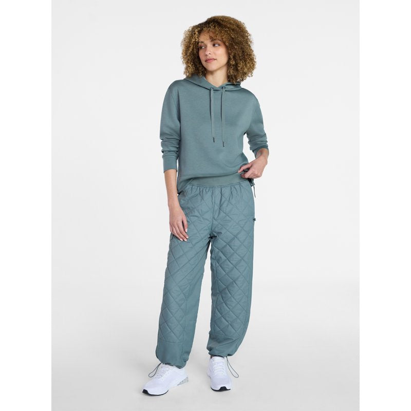 Women's Quilted Jogger Pants - Relaxed Fit with Adjustable Hem