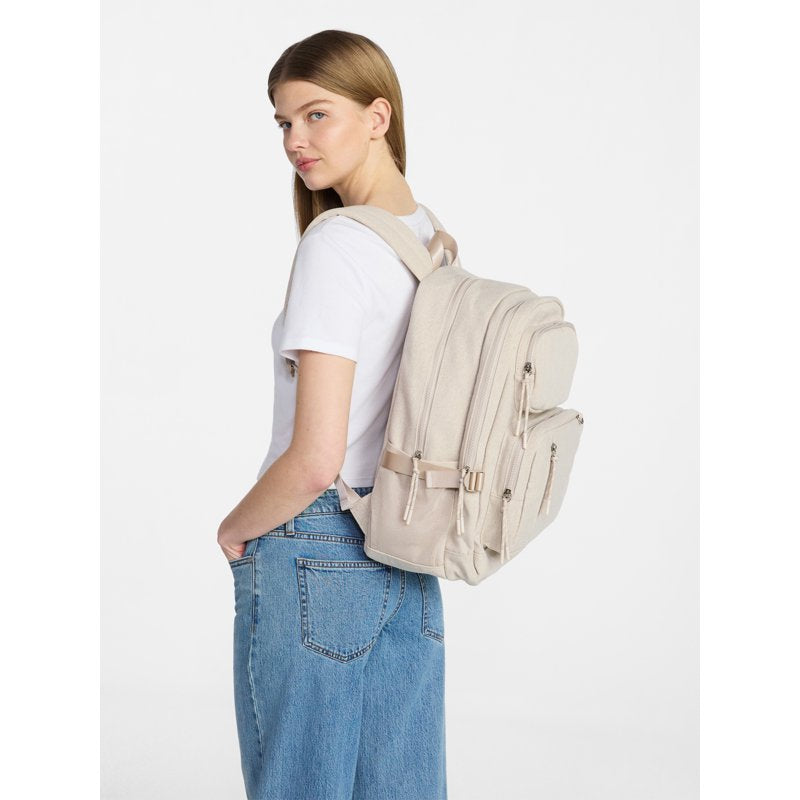 Multi Pocket Women's Backpack with Adjustable Straps - Taupe, Black, Olive