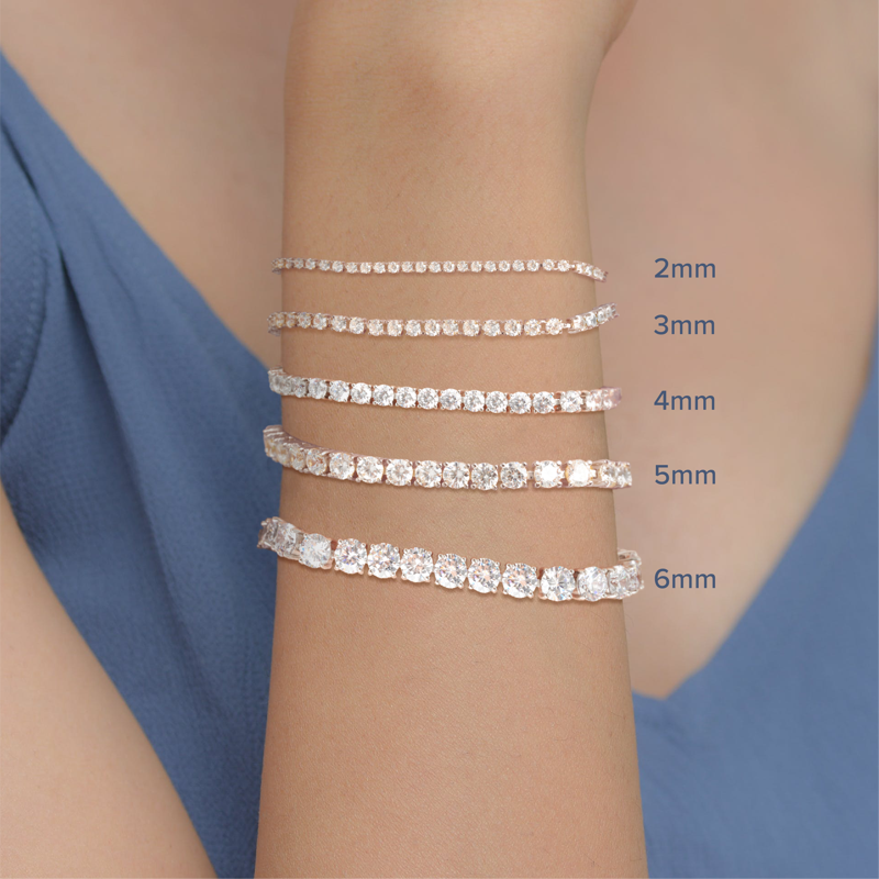Sterling Silver Tennis Bracelet with Cubic Zirconia - 2mm, 8 Inches