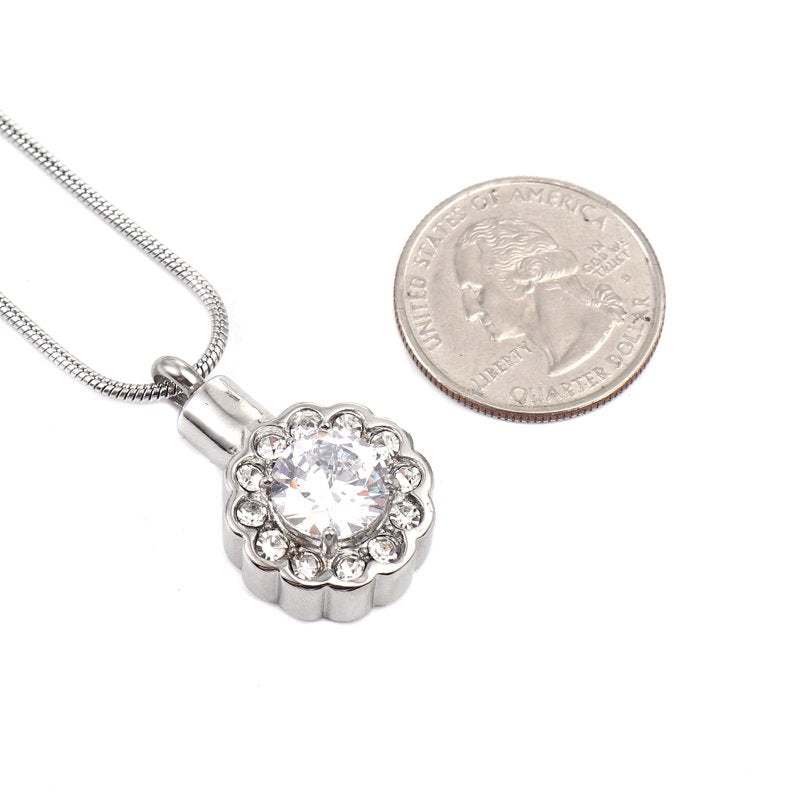 Crystal Rhinestone Memorial Necklace for Ashes Keepsake Jewelry Pendant