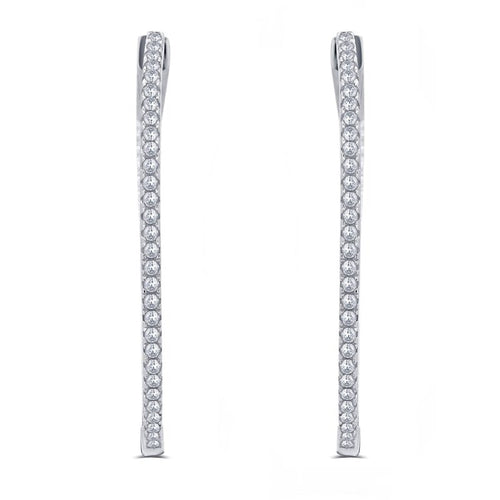 1/2 Carat CZ Hoop Earrings - Rhodium & Goldtone Inside Outside Brass