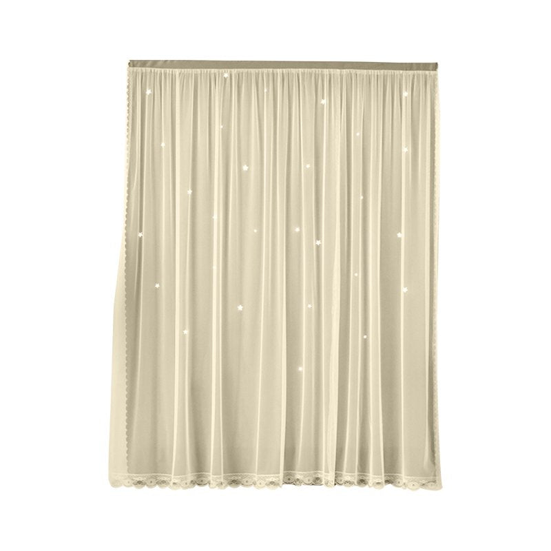 Blackout Star Curtains for Bedroom and Kids Room with Sheer Overlay