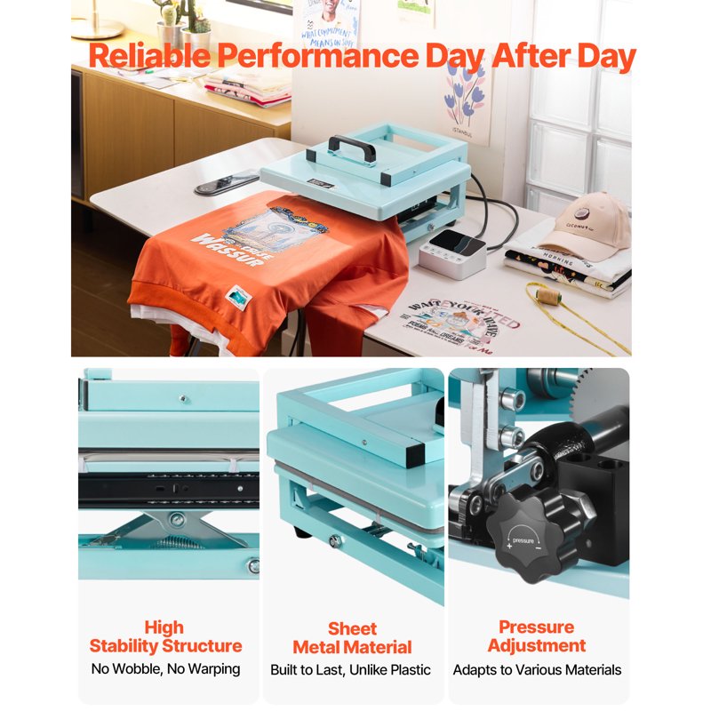 15x15 Inch Heat Press Machine 5-in-1 Multifunction Sublimation Press with Adjustable Pressure