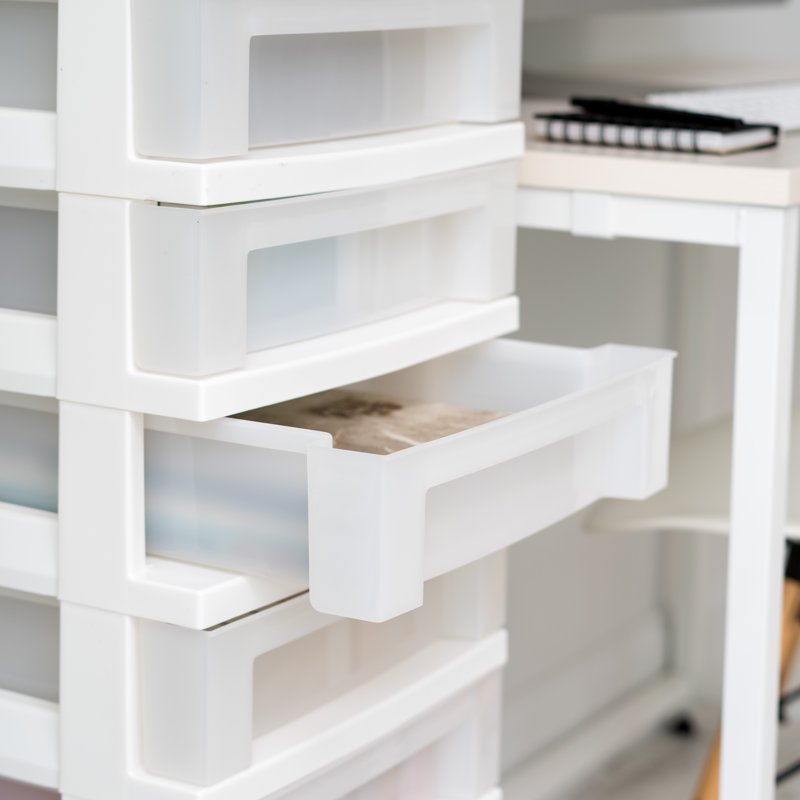 9-Drawer Plastic Storage Cart with Organizer Top and Casters - White