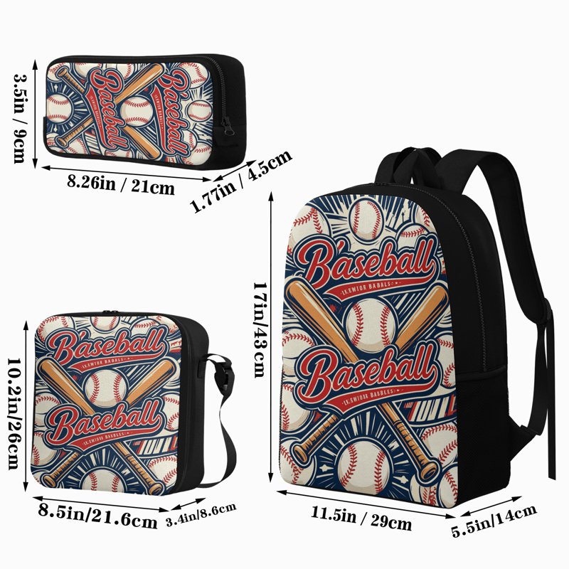 3-Piece Stylish Backpack Set with Insulated Lunch Tote and Pencil Case - Durable Water-Resistant School Bag for Outdoor & Commute