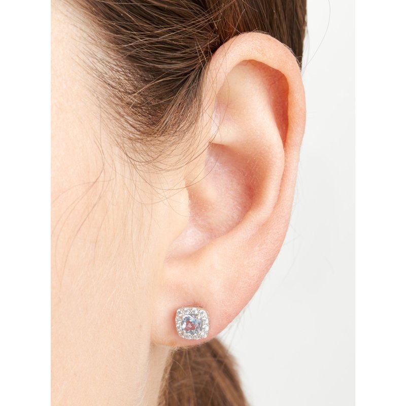 Women’s Platinum Over Sterling Silver Created Ruby CZ Stud Earrings