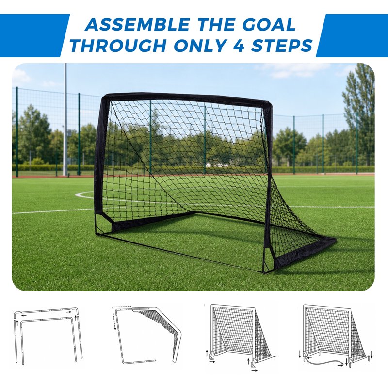 Vipuse 2 Pack Soccer Goals & Ball Set - 4x3 ft Portable Pop Up Soccer Training Kit (Black)