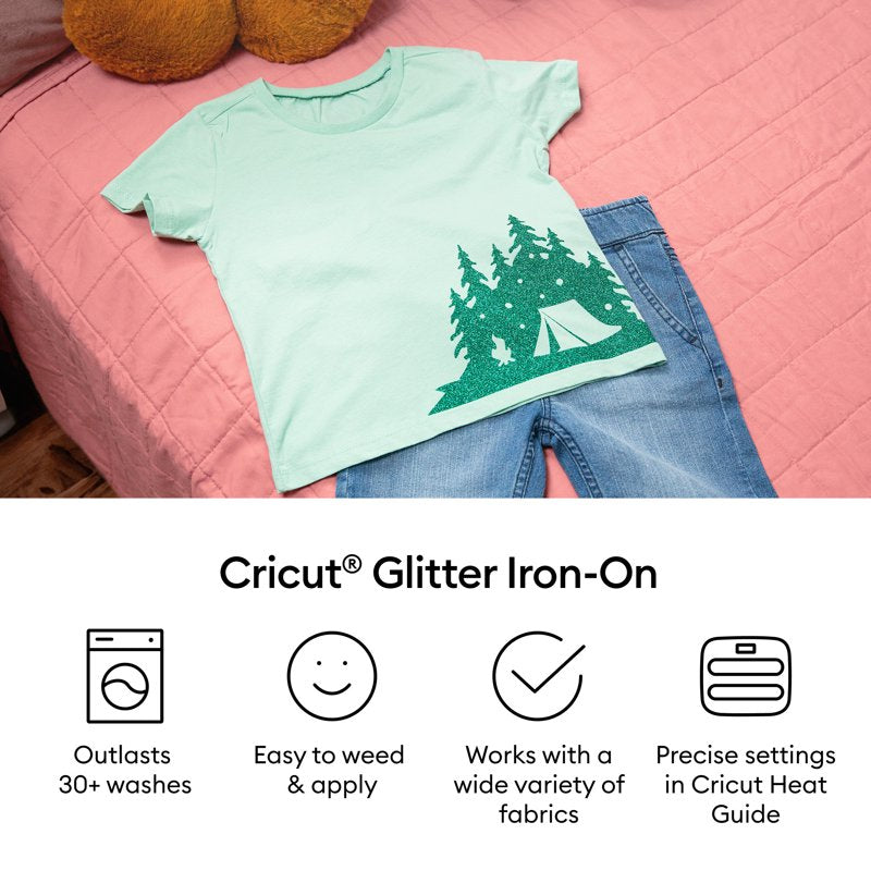 Glitter Iron-On Heat Transfer Vinyl Roll for Cricut Machines - Red & Color Variants
