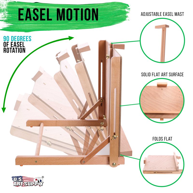 Adjustable Wooden Artist Easel - Desktop Studio Painting & Drawing Board, 27"